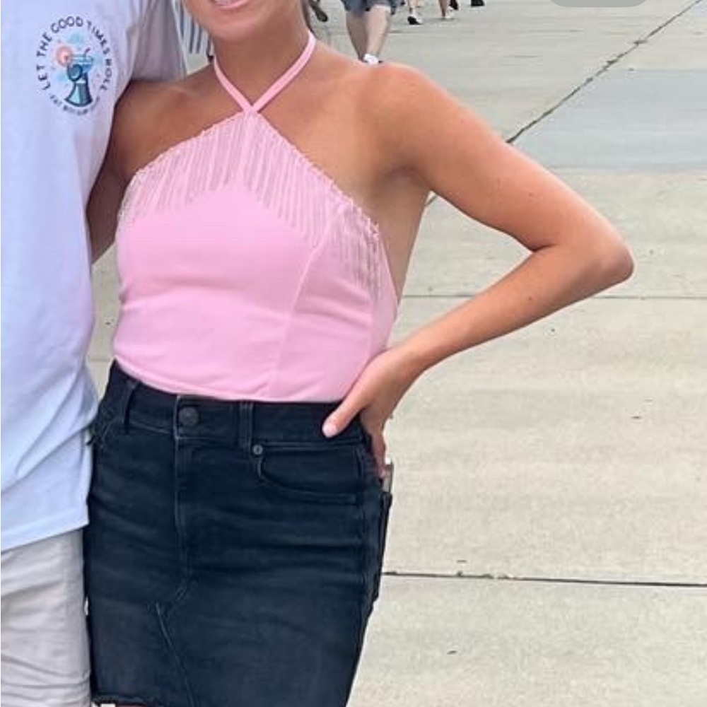 Miss Selfridge Pink V-Neck Top